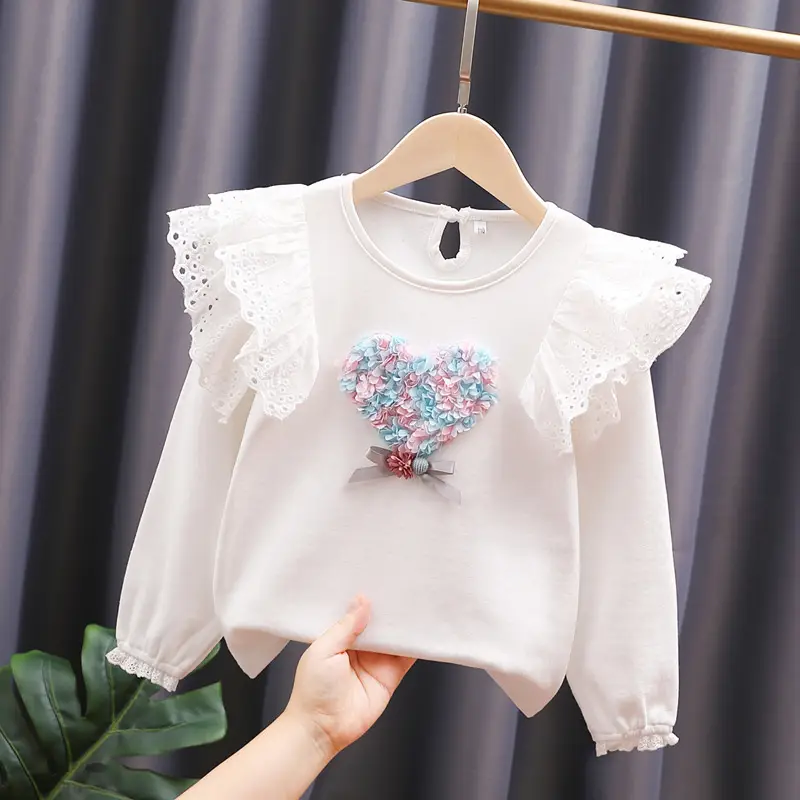 White Long Sleeve Lace Top for Girls 8+ Spring Autumn 2024 - Image 2