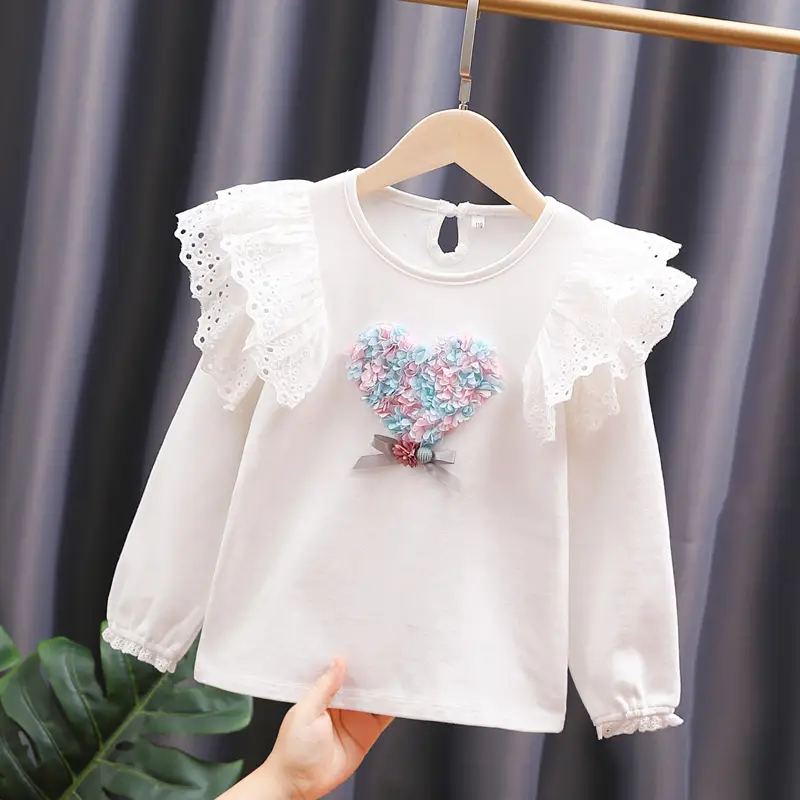 White Long Sleeve Lace Top for Girls 8+ Spring Autumn 2024 - Image 3