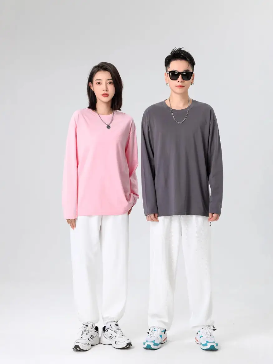 Pink Long Sleeve Cotton T-Shirt 230g - Image 18