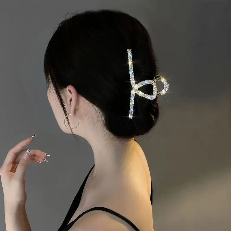 Diamond Pearl Cat Eye Hair Clip Large Grip Korean Vintage - Image 14