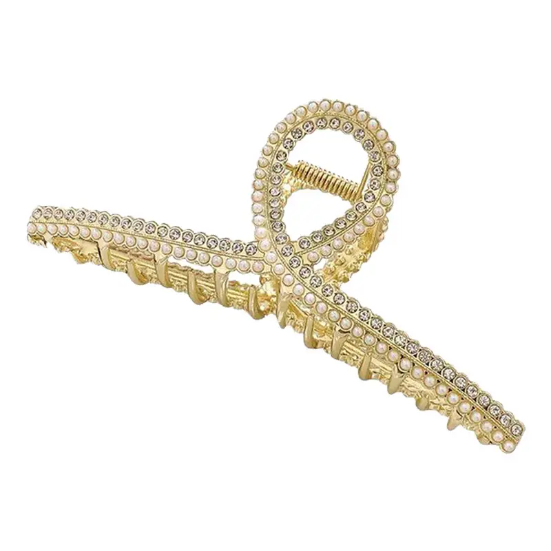 Diamond Pearl Cat Eye Hair Clip Large Grip Korean Vintage - Image 15