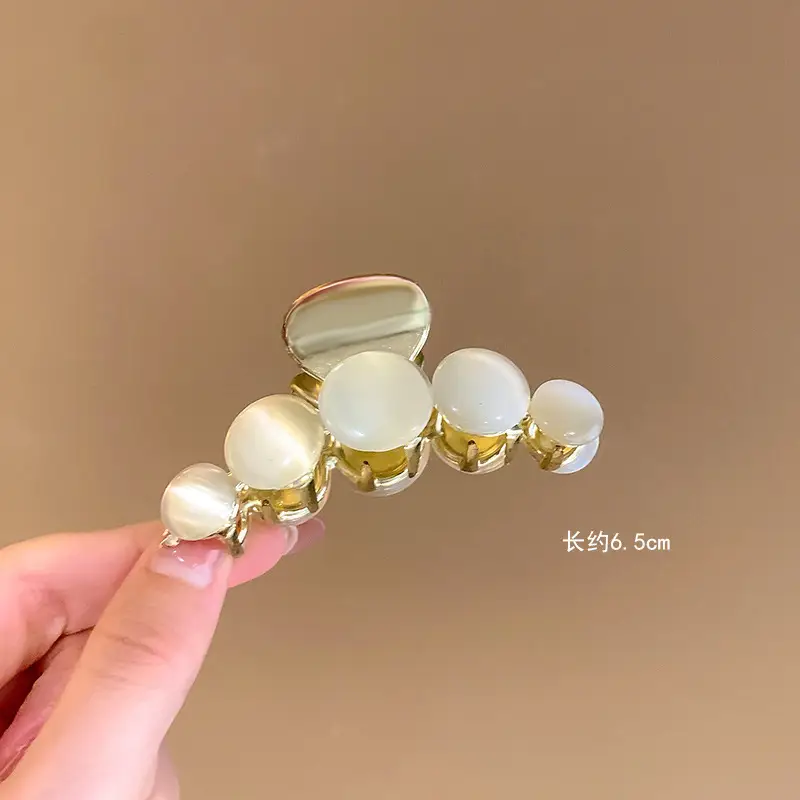 Diamond Pearl Cat Eye Hair Clip Large Grip Korean Vintage - Image 5