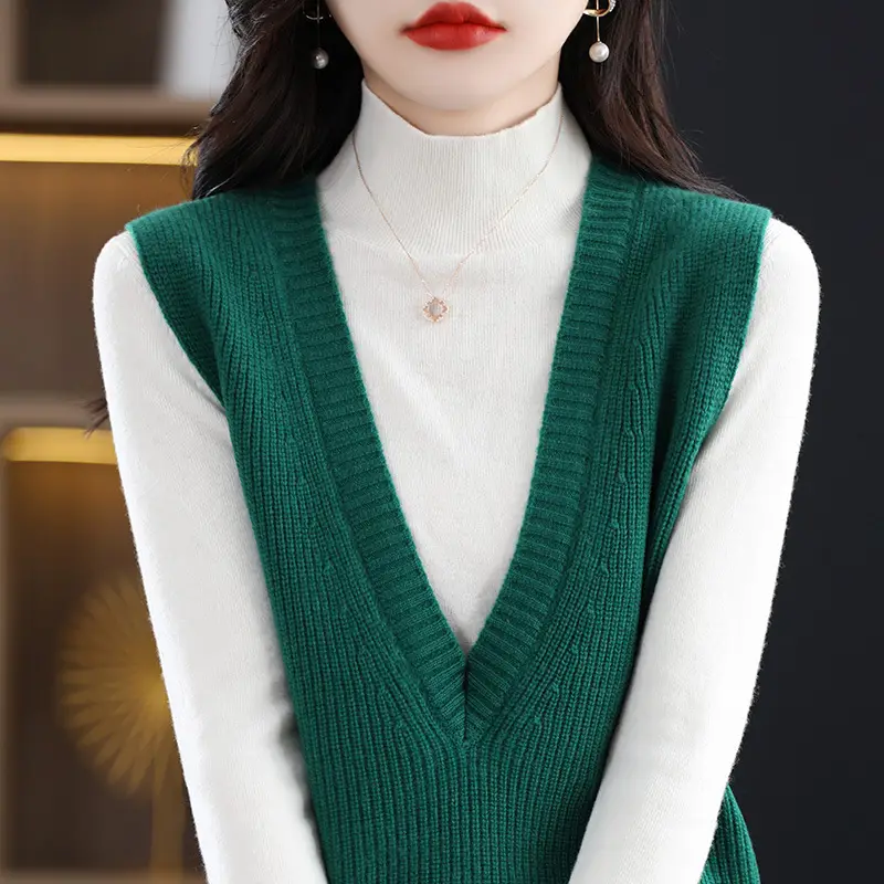 Women V-Neck Knitted Sleeveless Vest Coat Winter 2022