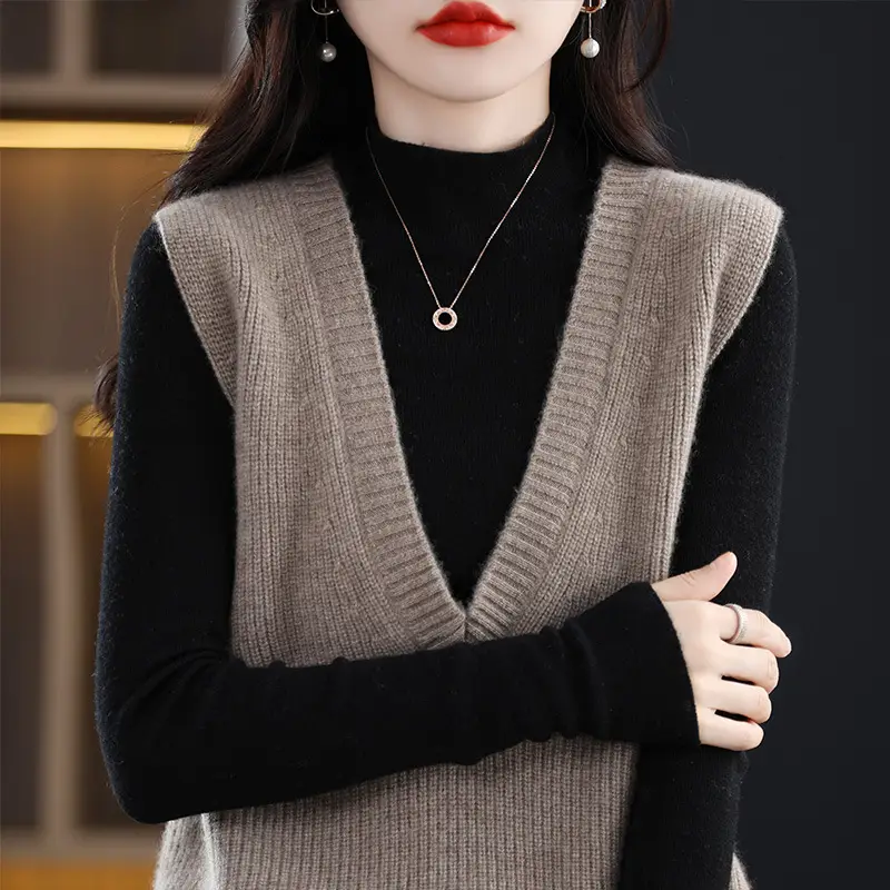 Women V-Neck Knitted Sleeveless Vest Coat Winter 2022