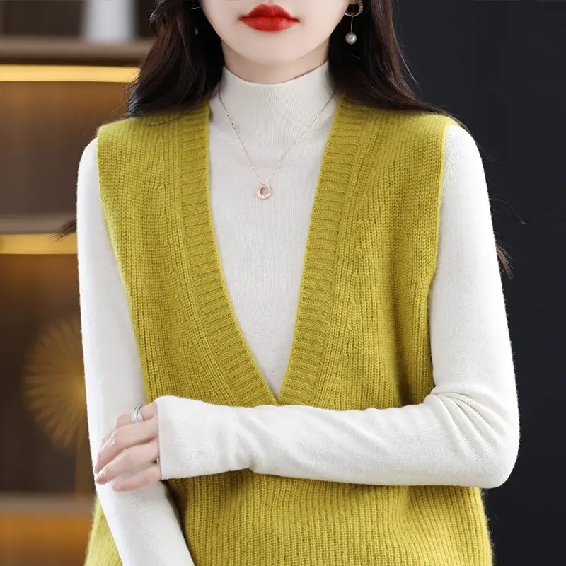 Women V-Neck Knitted Sleeveless Vest Coat Winter 2022