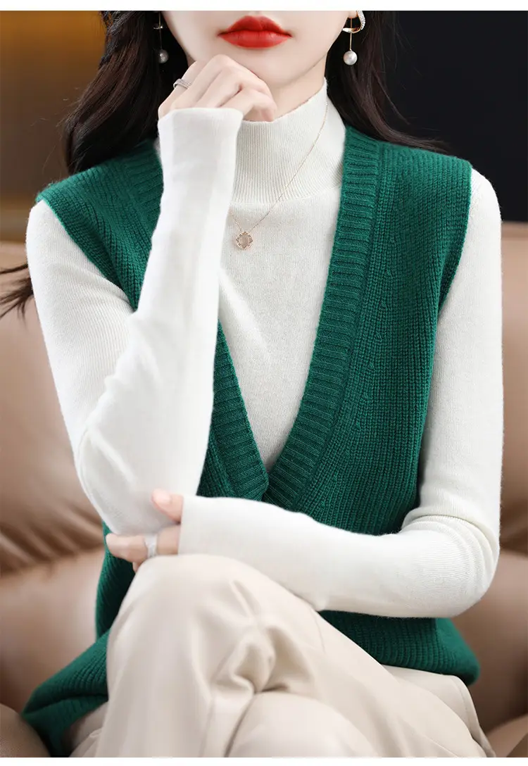Women V-Neck Knitted Sleeveless Vest Coat Winter 2022 — feature 12