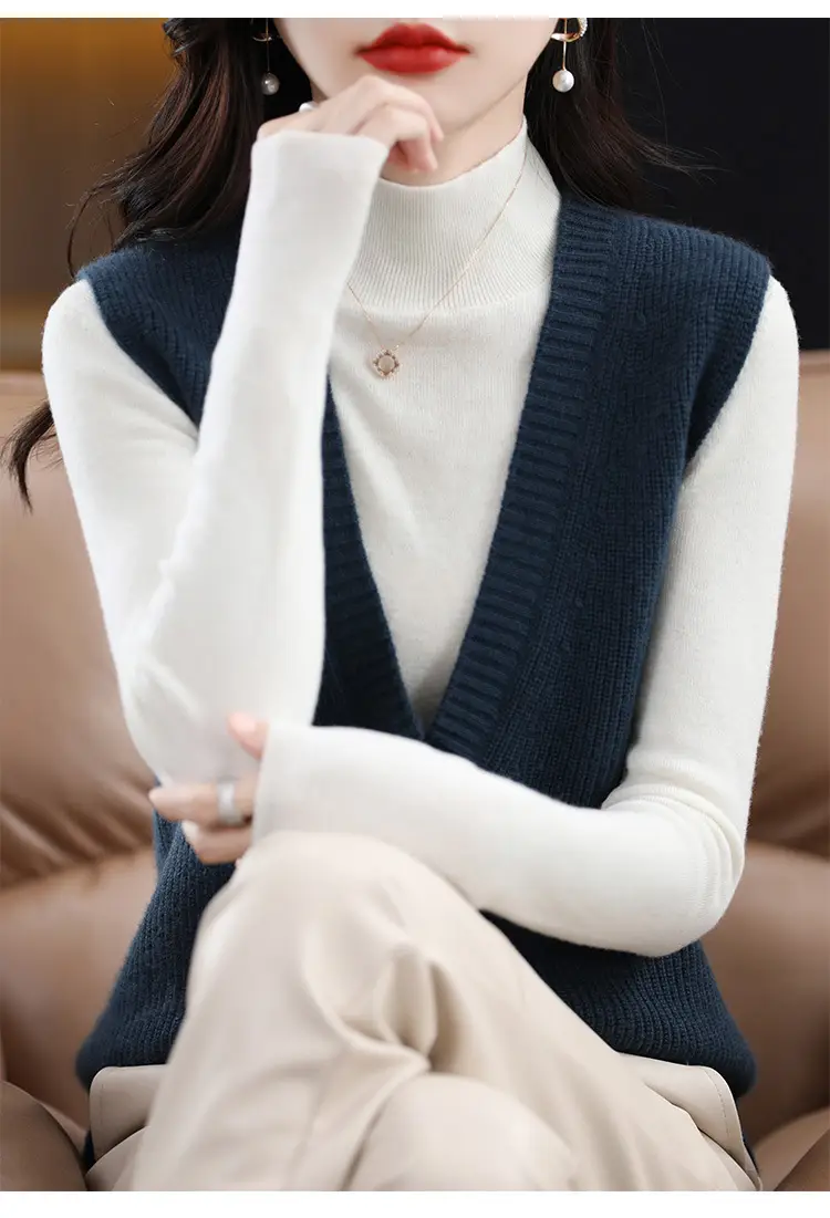 Women V-Neck Knitted Sleeveless Vest Coat Winter 2022 — feature 15