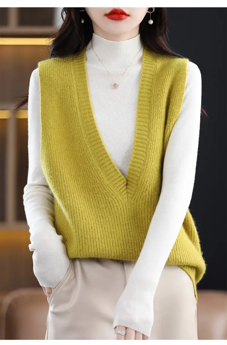 Women V-Neck Knitted Sleeveless Vest Coat Winter 2022 — feature 17