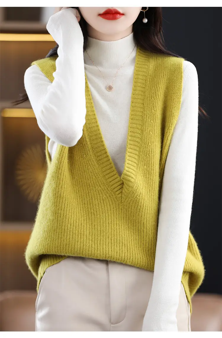 Women V-Neck Knitted Sleeveless Vest Coat Winter 2022 — feature 18