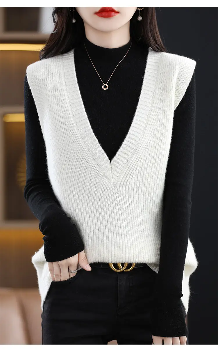 Women V-Neck Knitted Sleeveless Vest Coat Winter 2022 — feature 19
