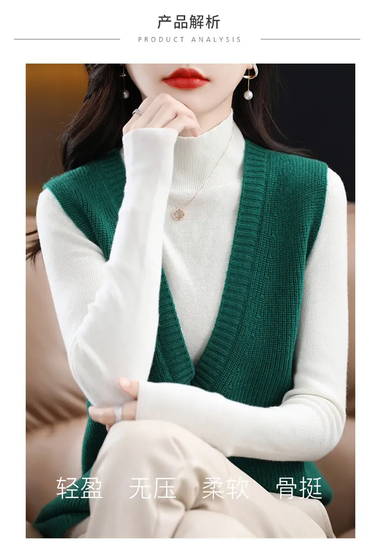 Women V-Neck Knitted Sleeveless Vest Coat Winter 2022 — feature 7