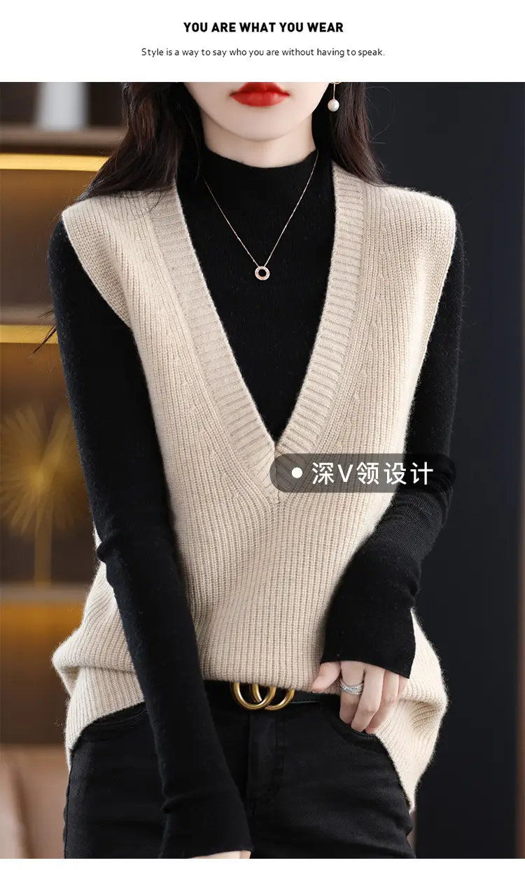 Women V-Neck Knitted Sleeveless Vest Coat Winter 2022 — feature 8