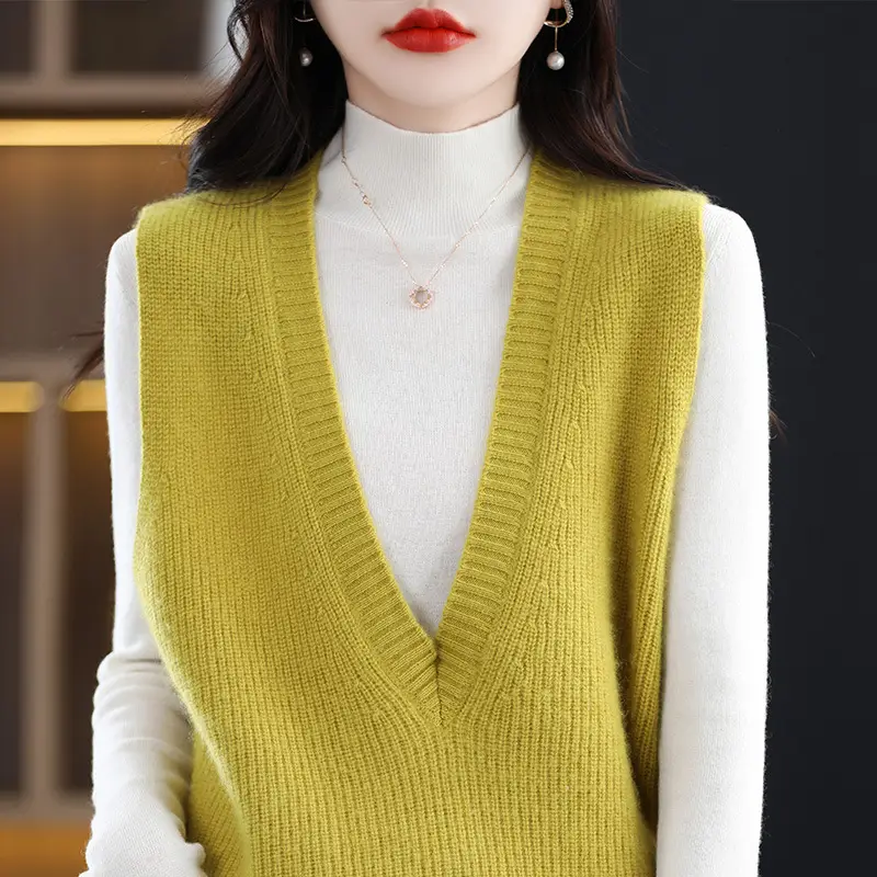 Women V-Neck Knitted Sleeveless Vest Coat Winter 2022