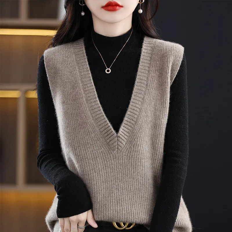 Women V-Neck Knitted Sleeveless Vest Coat Winter 2022
