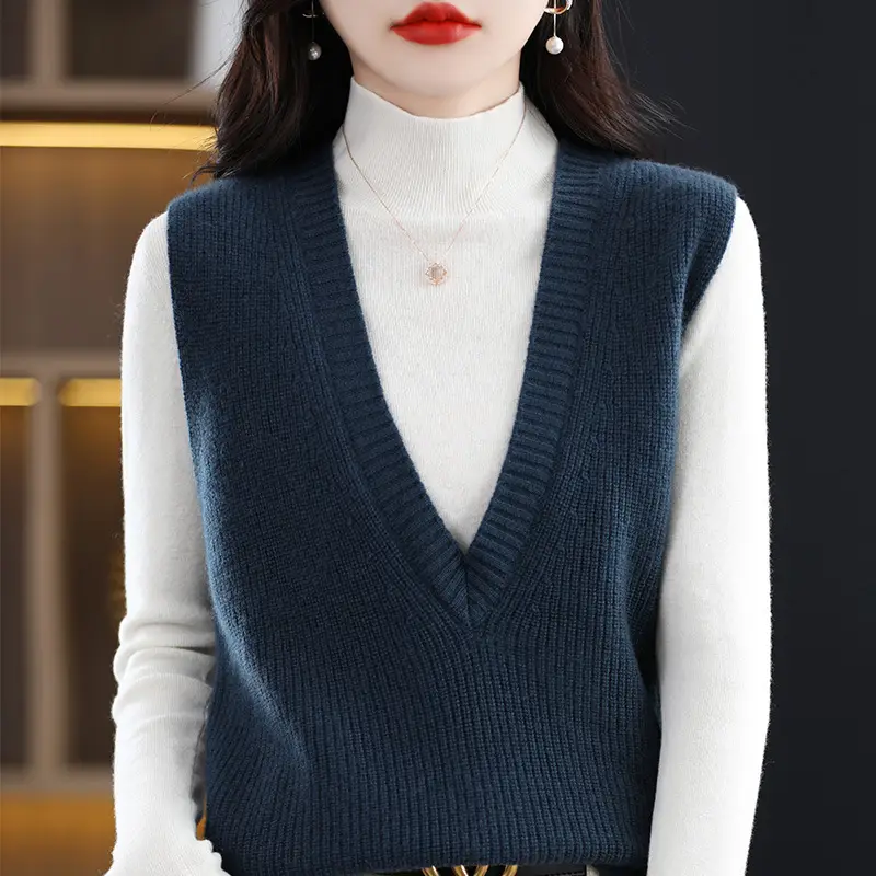 Women V-Neck Knitted Sleeveless Vest Coat Winter 2022