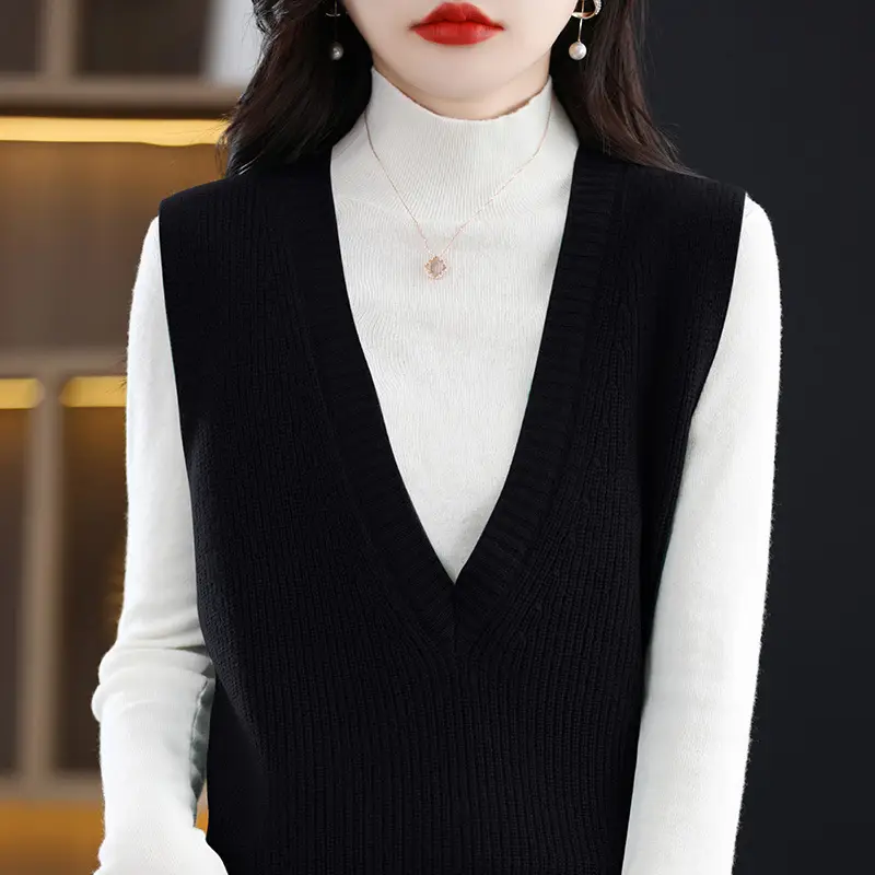 Women V-Neck Knitted Sleeveless Vest Coat Winter 2022