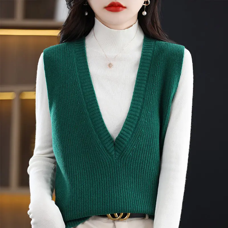 Women V-Neck Knitted Sleeveless Vest Coat Winter 2022