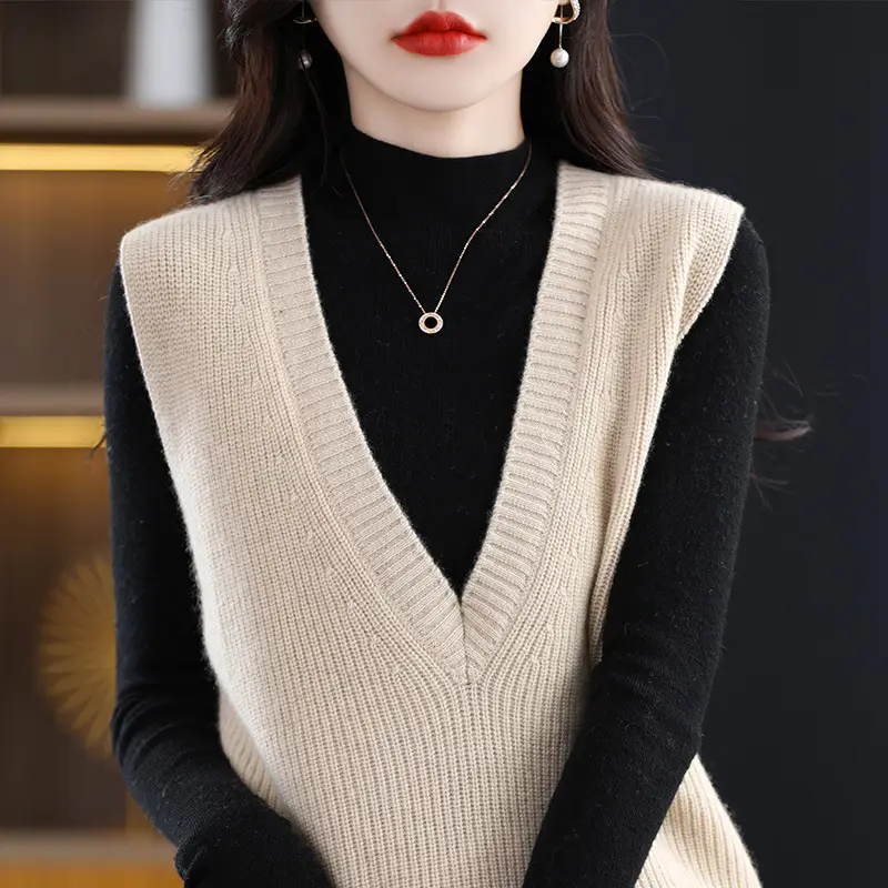 Women V-Neck Knitted Sleeveless Vest Coat Winter 2022
