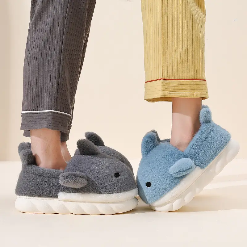 Women's Blue Elephant Flats Winter Slippers - Image 4