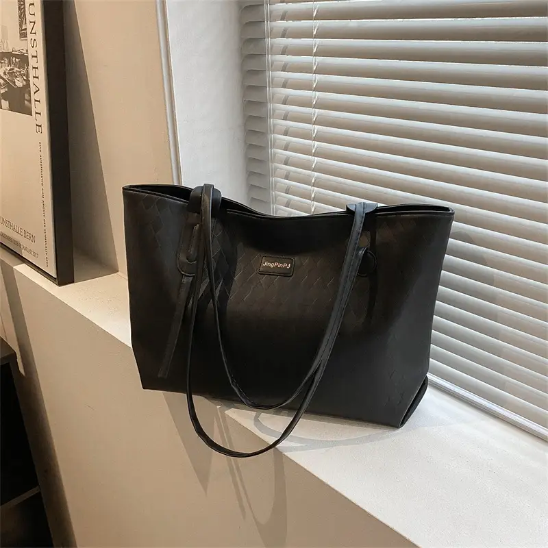 Women Large Capacity Leather Tote Bag Brown Handheld - Image 4