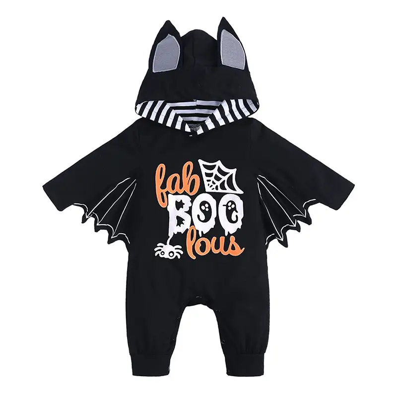 Black Cat Hooded Long Sleeve Kids Suit - Image 3