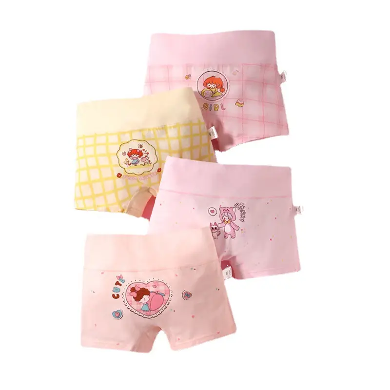 Girls Cotton Boxer Pants Pink Plaid High Waist - Image 10