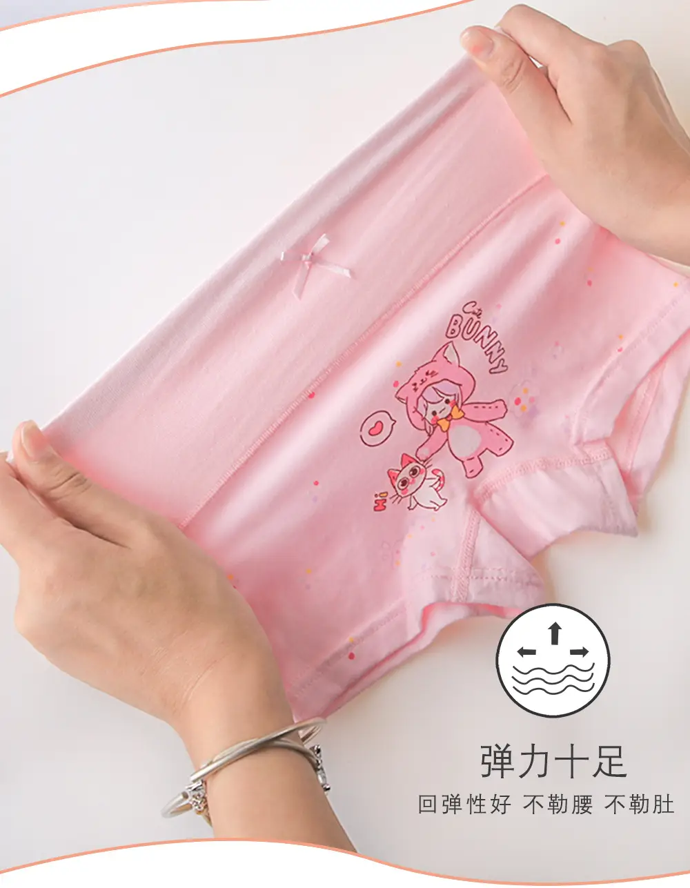 Girls Cotton Boxer Pants Pink Plaid High Waist — feature 13