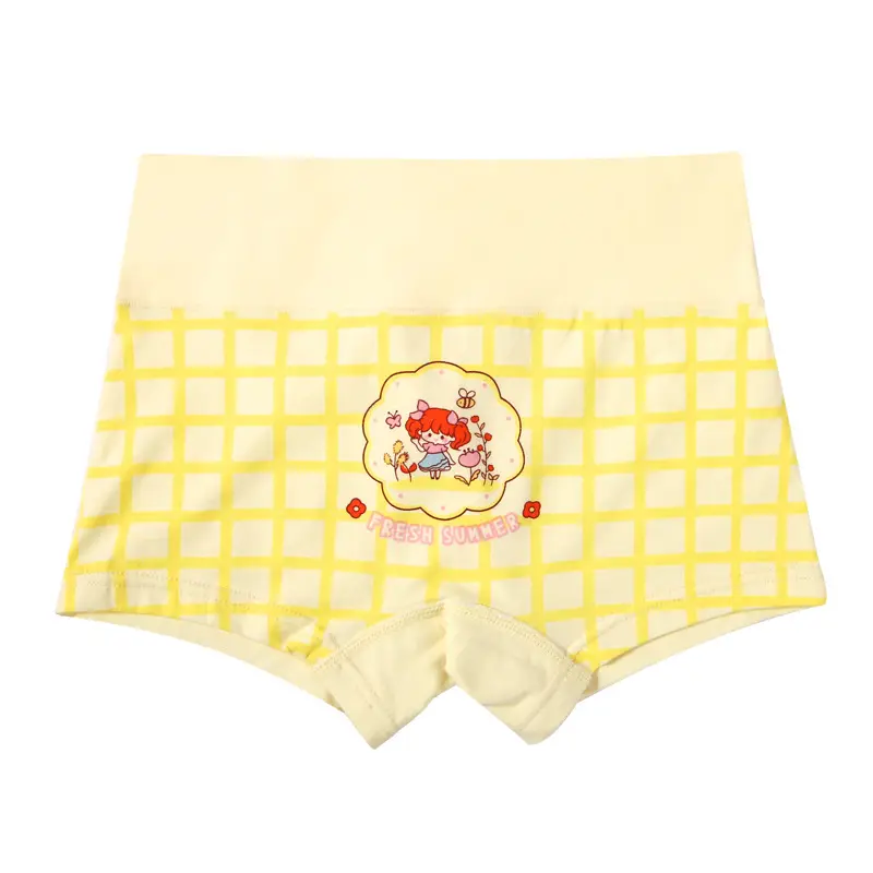 Girls Cotton Boxer Pants Pink Plaid High Waist - Image 3