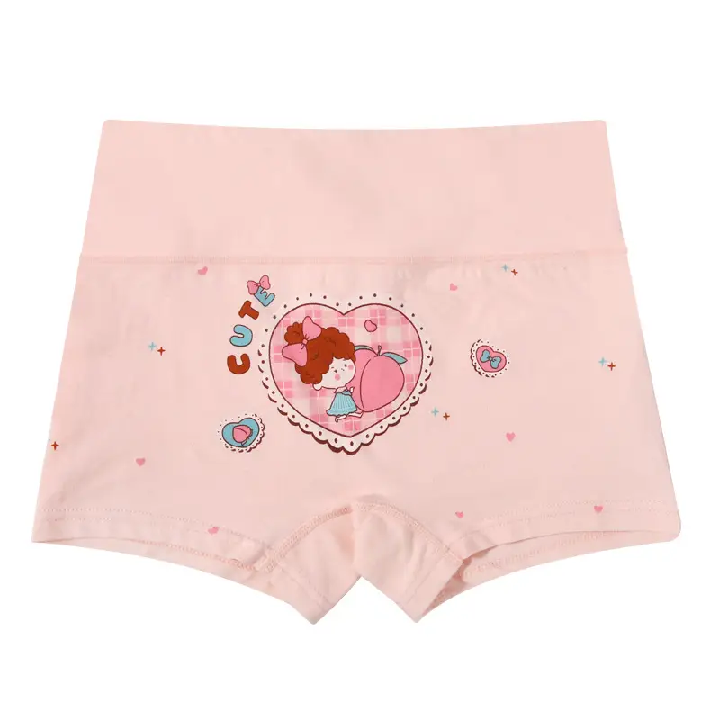 Girls Cotton Boxer Pants Pink Plaid High Waist - Image 4