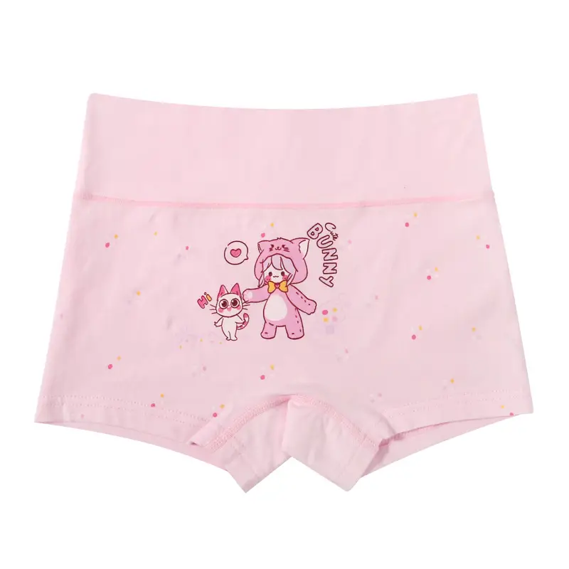 Girls Cotton Boxer Pants Pink Plaid High Waist - Image 5