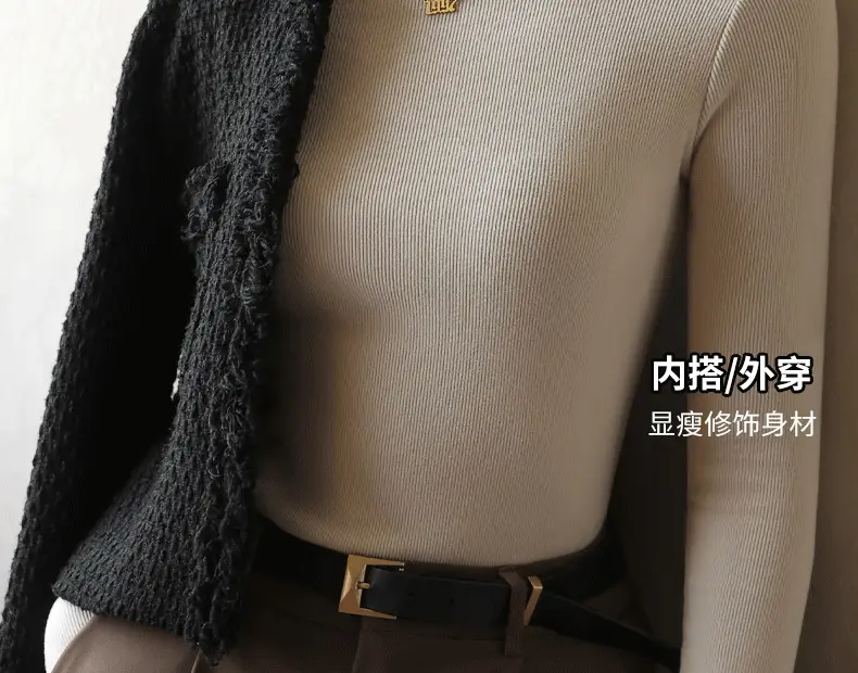 Women's High Collar German Velvet Shirt White Autumn Winter — feature 16