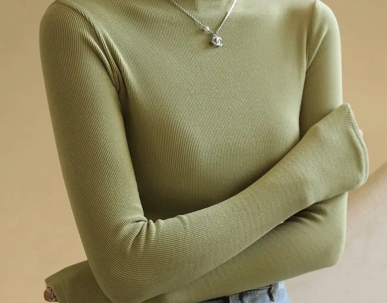 Women's High Collar German Velvet Shirt White Autumn Winter — feature 21