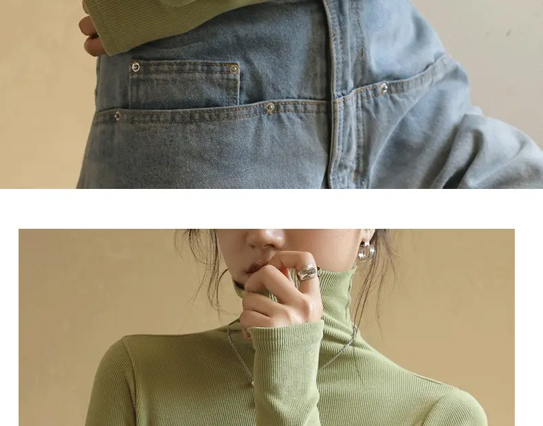 Women's High Collar German Velvet Shirt White Autumn Winter — feature 22