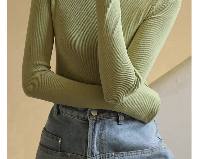 Women's High Collar German Velvet Shirt White Autumn Winter — feature 23