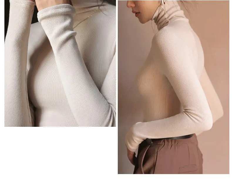 Women's High Collar German Velvet Shirt White Autumn Winter — feature 26
