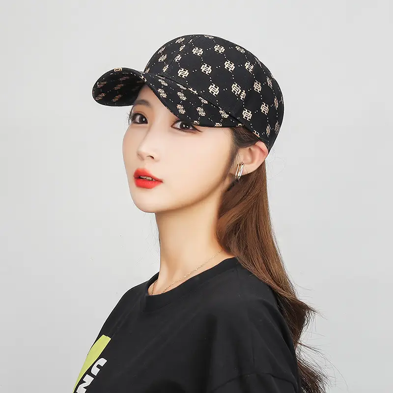 Women Black Monogram Baseball Cap Sunshade - Image 7