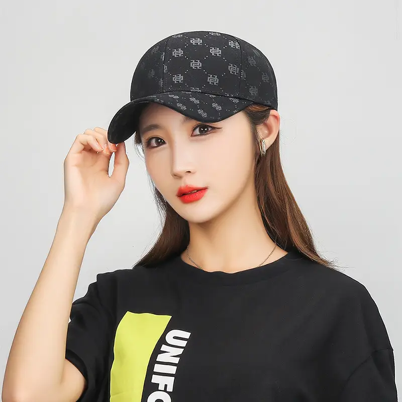 Women Black Monogram Baseball Cap Sunshade - Image 9