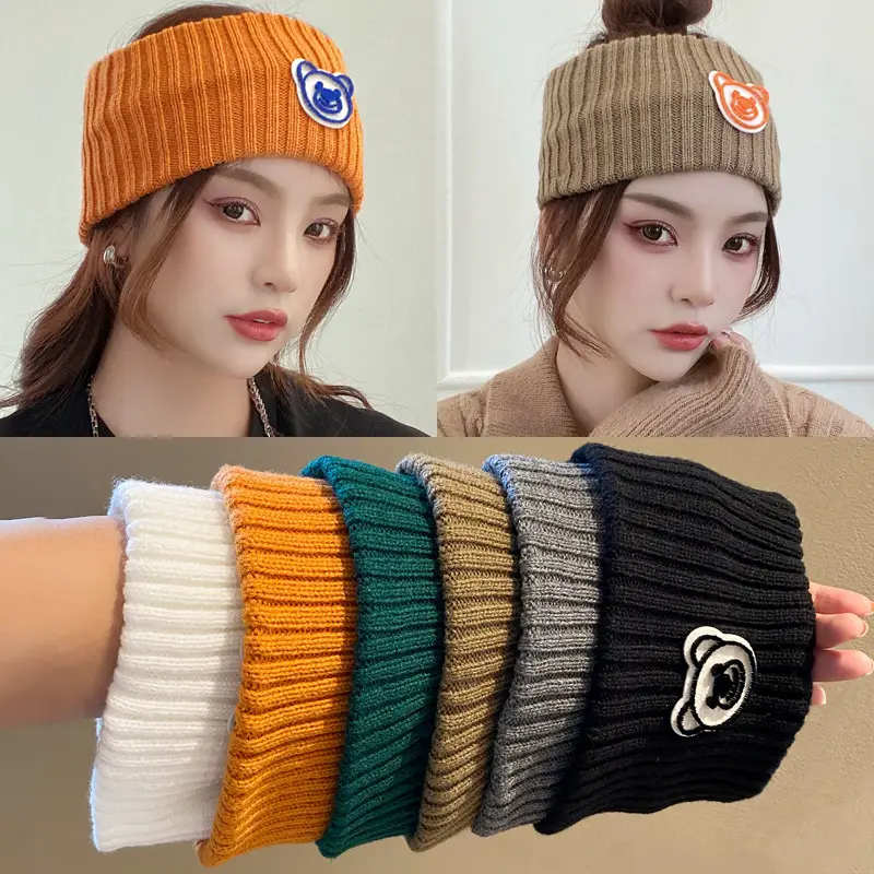 Cute Bear Knitted Wool Hair Band for Women Autumn Winter - Image 6
