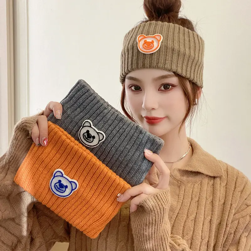 Cute Bear Knitted Wool Hair Band for Women Autumn Winter - Image 8