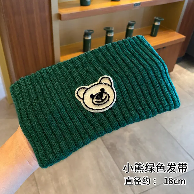 Cute Bear Knitted Wool Hair Band for Women Autumn Winter - Image 3