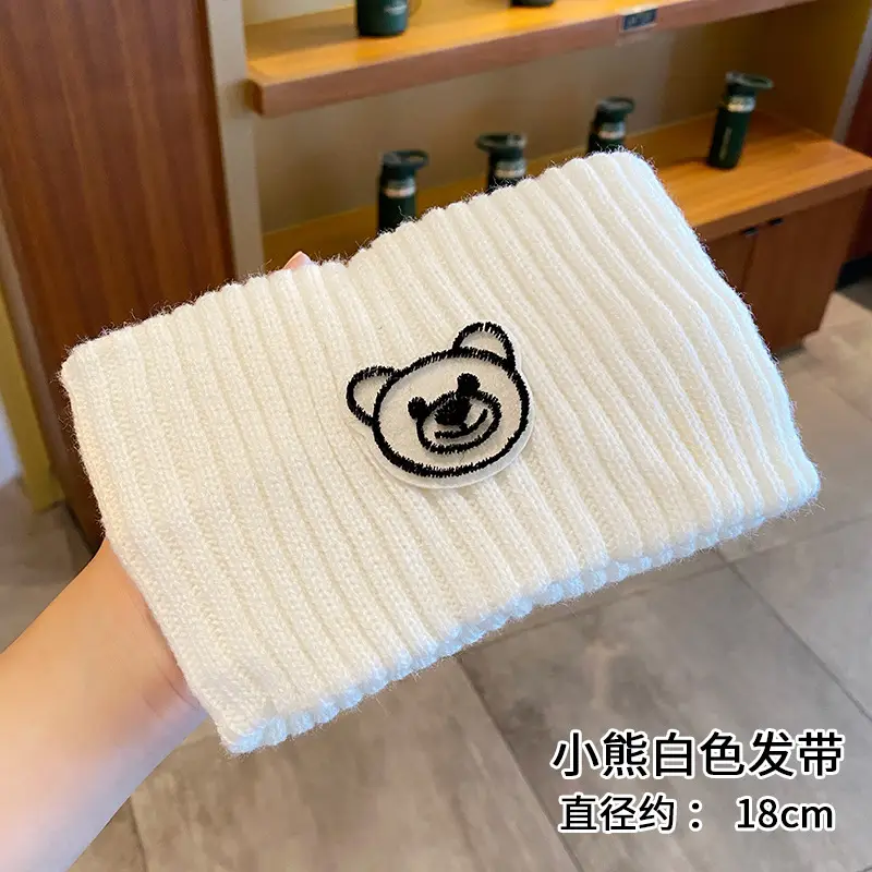 Cute Bear Knitted Wool Hair Band for Women Autumn Winter - Image 4
