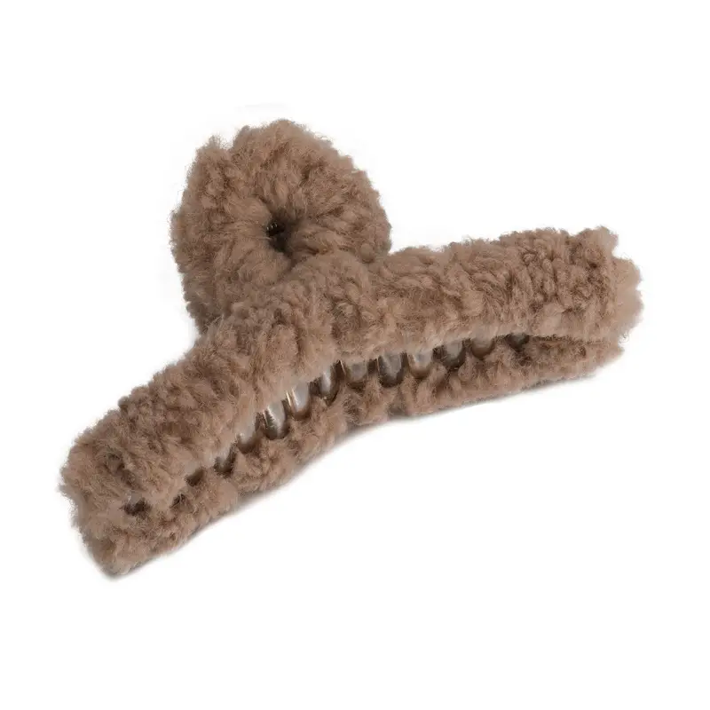 Black Wool Hair Clip for Women 14cm Winter Warm