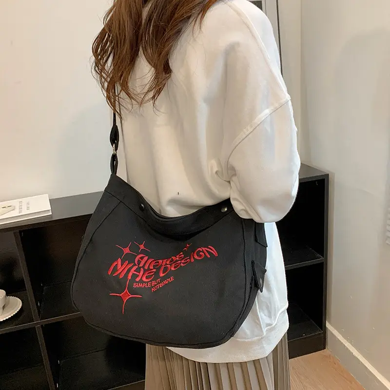 Black Texture Embroidered Crossbody Bag 2022 - Image 4