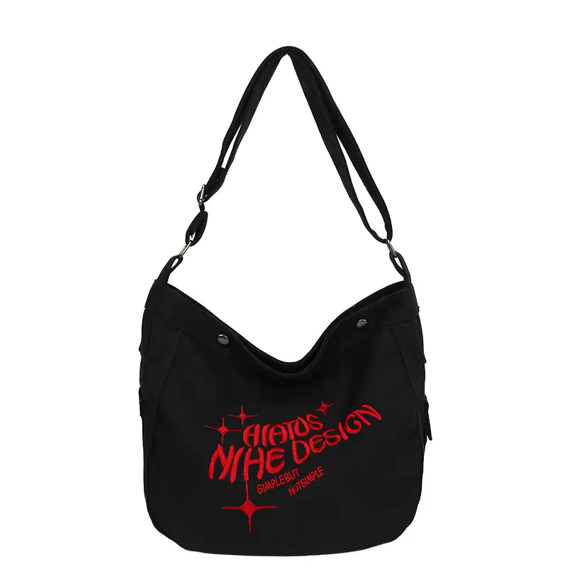 Black Texture Embroidered Crossbody Bag 2022 - Image 6