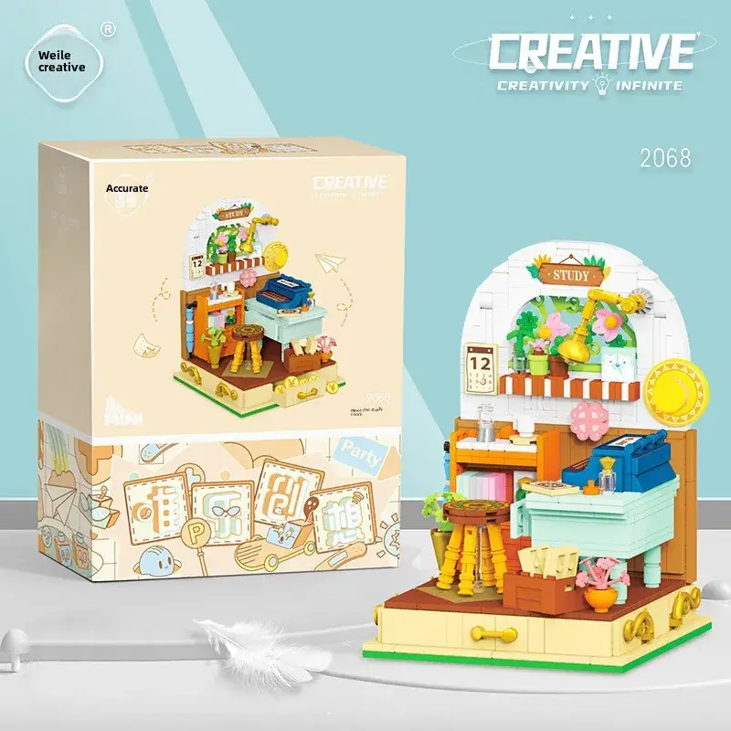 Weile Mini Street View Building Blocks Girl Series City Dessert House Small Gift - Image 6