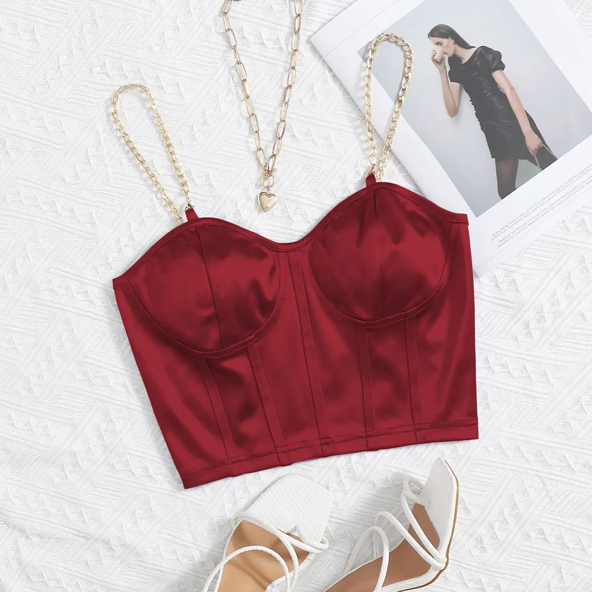 White Chain Camisole for Women Solid Color - Image 2