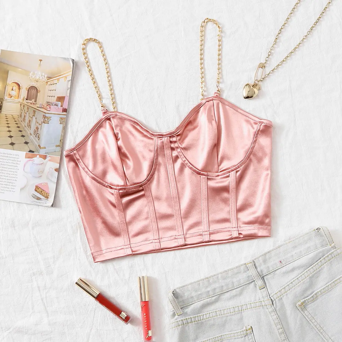 White Chain Camisole for Women Solid Color - Image 3