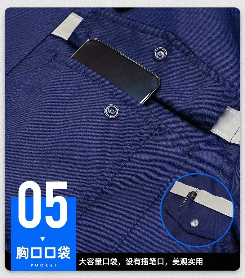 Men's Welding Protective Work Suit Grey Spring Autumn — feature 12