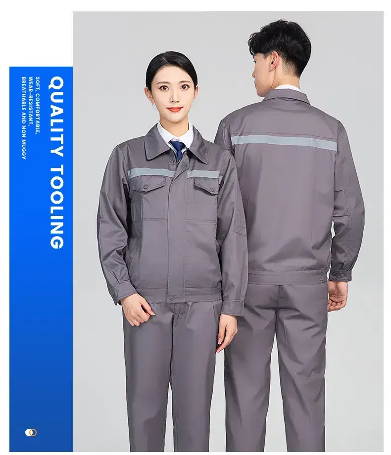 Men's Welding Protective Work Suit Grey Spring Autumn — feature 22