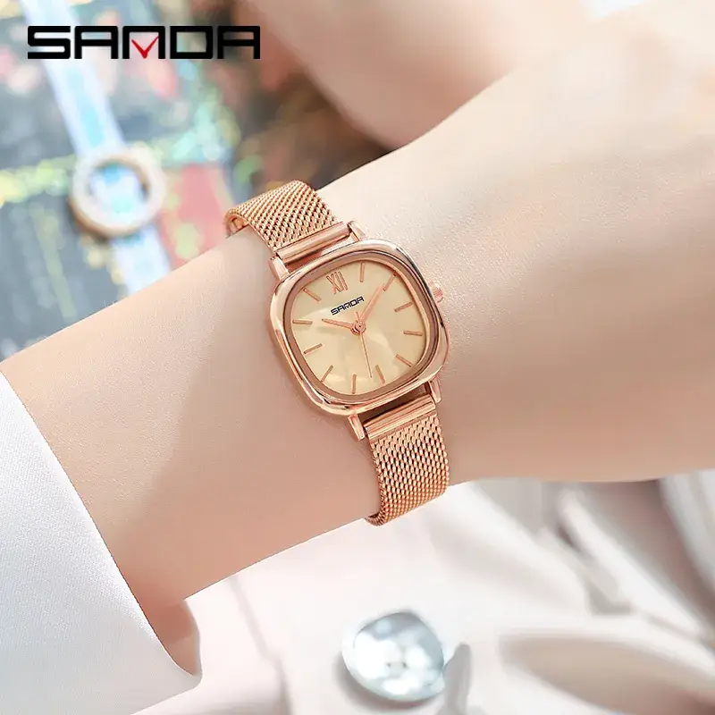 Sanda Women's Quartz Watch with Gold, Black, Green & Rose Gold Bands - Image 6